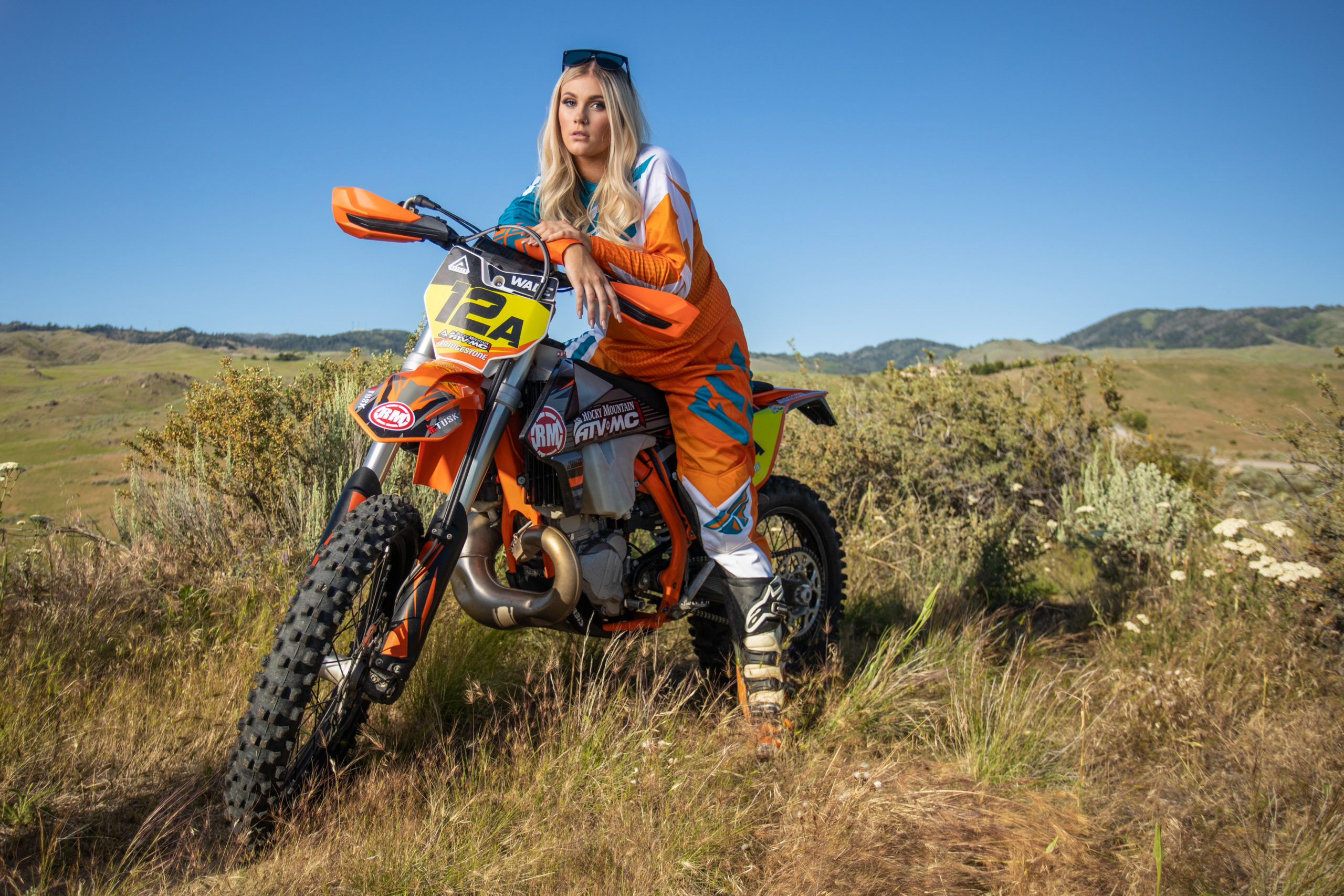 high school teen on a dirt bike in the hills of Boise Idaho